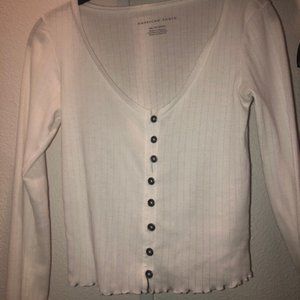 White ripped long sleeve American Eagle top